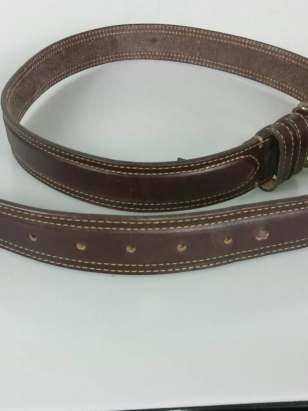 Orvis Sedgwick Bridle Leather Belt Size 38 Brown Brass Buckle USA Made